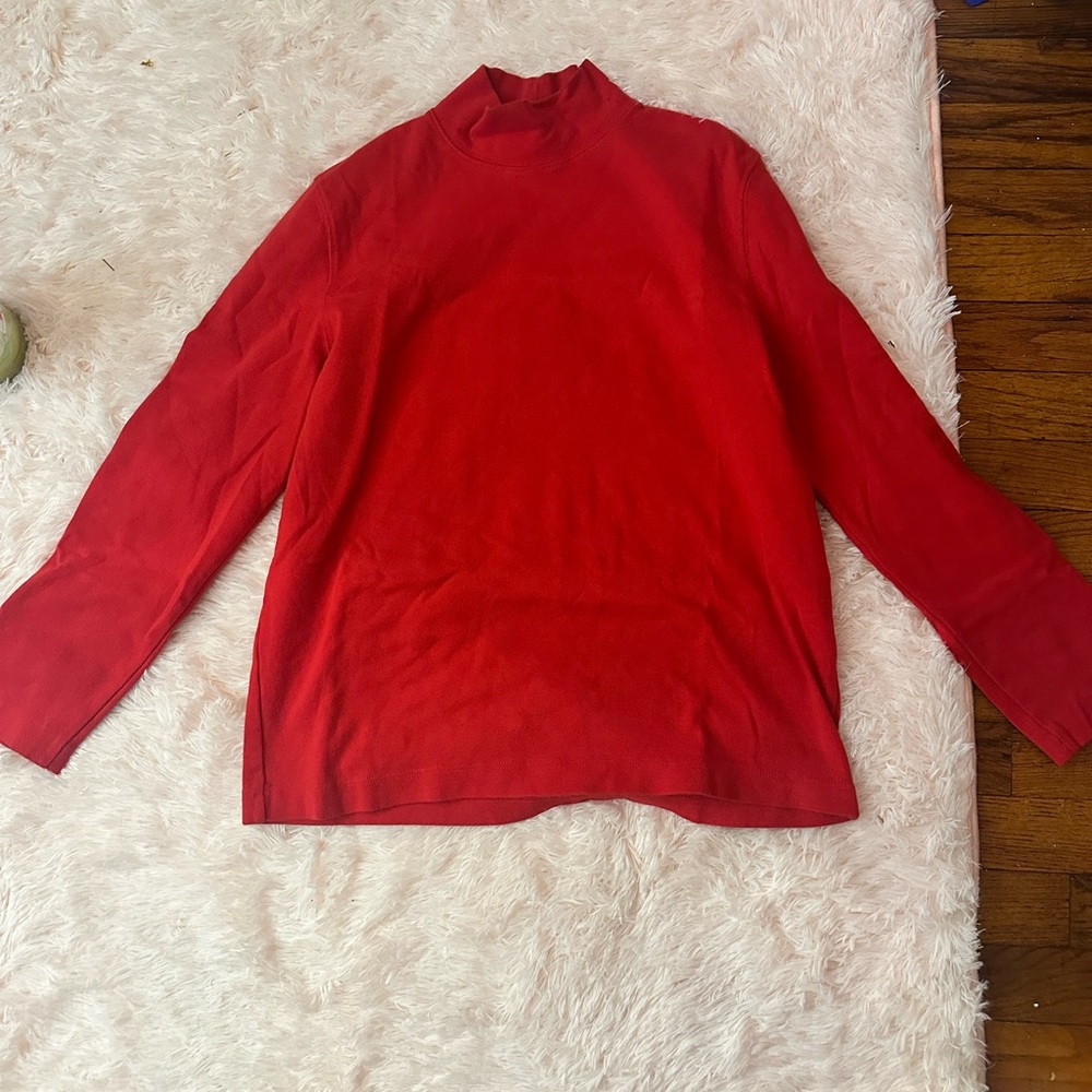 Jones New York Red Long-Sleeve Mock Neck Top